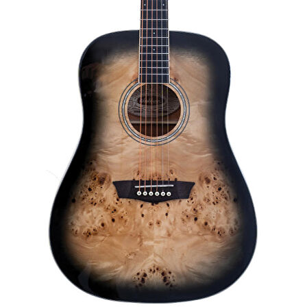 Washburn Deep Forest Burl Black Fade Akustik Gitar