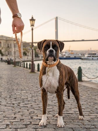 SVGPT Hakiki Doğal Deri Kısa Köpek Gezdirme Tasması - 80 CM