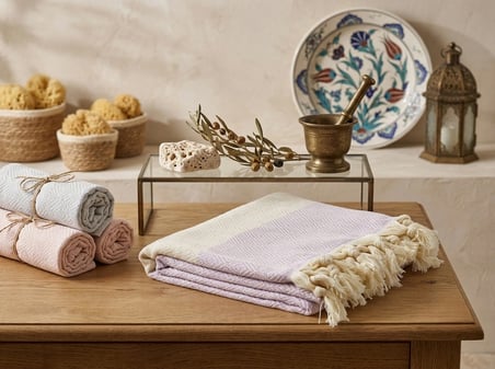 LUDIA %100 Pamuklu Diamond Desenli Saçaklı Peştemal (100x195 cm) Plaj ve Banyo Havlusu
