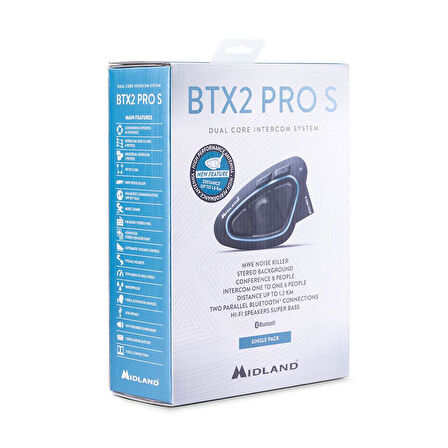 Midland BTX2 Pro S LR Motosiklet Bluetooth Interkom (Tekli)