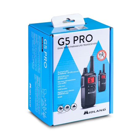 Midland G5 PRO PMR446 El Telsizi 2'li Set – 16 Kanal, VOX, 38 CTCSS, 83 DCS, Kulaklıklı