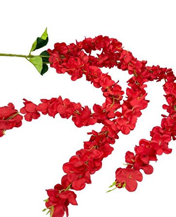 Yapay Çiçek Sarkan Ortanca Çiçeği 110cm KIRMIZI