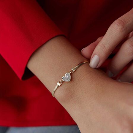 Balıksırtı Taşlı Kalp Bileklik