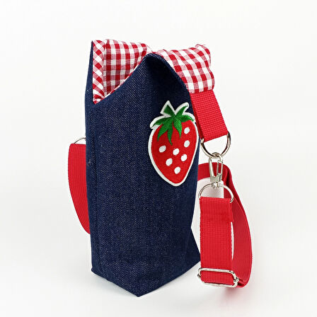 Woodycord El Yapımı U Model Kot Matara Termos Kılıfı Çilek iceflow 0,89