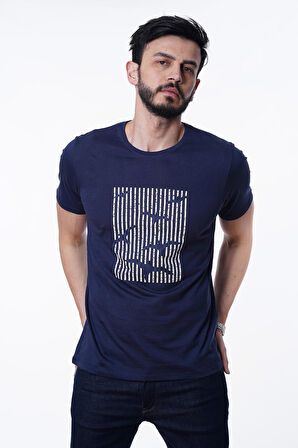 Guild 8012 Slim Fit Bisiklet Yaka Lacivert T-Shirt
