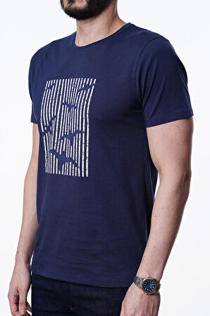 Guild 8012 Slim Fit Bisiklet Yaka Lacivert T-Shirt