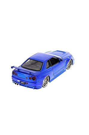 1:24 Hızlı Ve Öfkeli Fast And Furious Brian's Nissan Skyline GT-R [BNR34] Mavi Model Araba