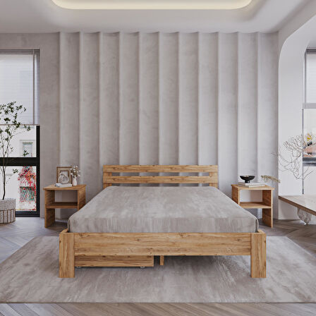 2 Çekmeceli Letto Atlantik Mdf Set Karyola | Tek Ve Çift Kişilik Yatak Uyumlu, Kolay Kurulum