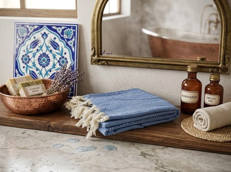 Ludia %100 Pamuklu Çizgili Peştemal Havlu Banyo Ve Plaj Havlusu 90X185 Cm