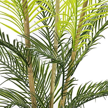 Yapay Çiçek Areka Ağacı Palmiye Ağacı Bambu Saplı Gümüş Saksılı Salon Çiçeği 18 Yaprak 85 cm