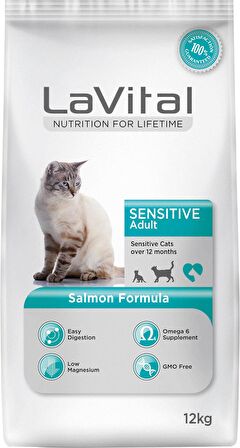 Lavital Sensitive Somonlu Kedi Maması 12 Kg