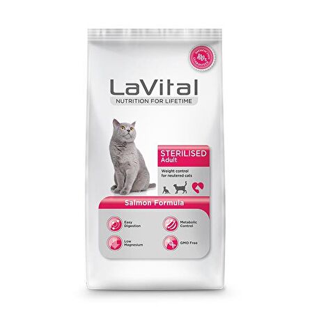 La Vital Sterilesed Somonlu Kısırlaştırılmış Yetişkin Kedi Maması 12 KG