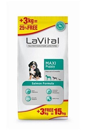 LaVital Somonlu Büyük Irk Yavru Kuru Köpek Maması 12 kg-3 kg