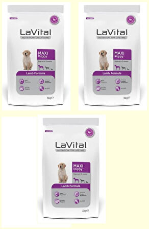 LaVital Maxi Kuzu Et Büyük Irk Yavru Köpek Maması 3 KG* 3 ADET