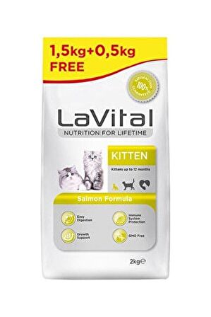Lavital Kitten Somonlu Yavru Kedi Maması 1.5 kg + 0,5 kg