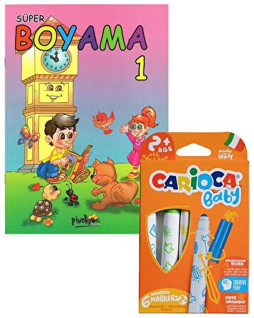 Carioca Jumbo Yıkanabilir Keçeli Kalem 6 Renk - Boyama Kitabı Set