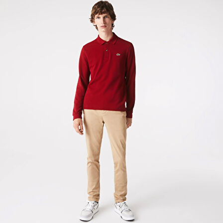 Lacoste Erkek Classic Fit Uzun Kollu Bordo Polo