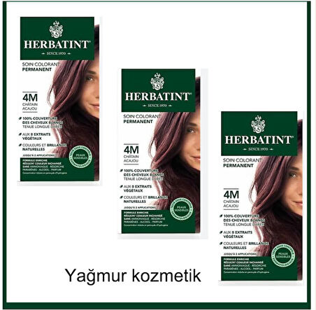 Herbatint 4M Chatain Acajou Kestane Saç Boyası 3lü