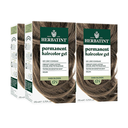 Herbatint Permanent Hair Coloring Gel 6N - Dark Blonde 170ml 2Lİ