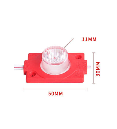 Led Modül Kırmızı Tekli Led Mercekli 12v Dc 1,5w İp 65 5 adet