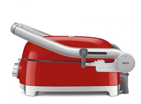Smeg Çok Fonksiyonlu Izgara ve Tost Makinesi - Parlak Kırmızı (2000W, Seramik Kaplama, 3 Değişken Pişleme Modu)