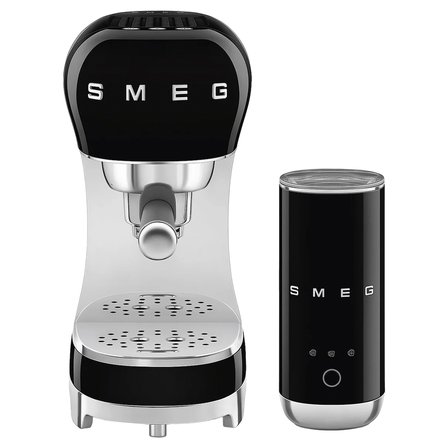 Smeg Espresso Kahve Makinesi Seti & Yeni Kompakt Süt Köpürtücülü, Siyah
