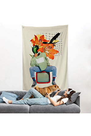 Ördek Kafalı İnsan Pop Art Duvar Örtüsü-8017