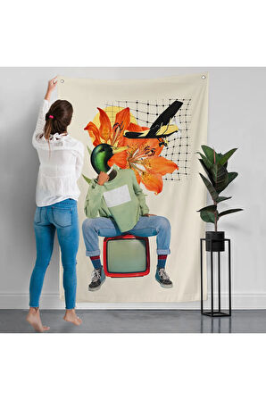 Ördek Kafalı İnsan Pop Art Duvar Örtüsü-8017