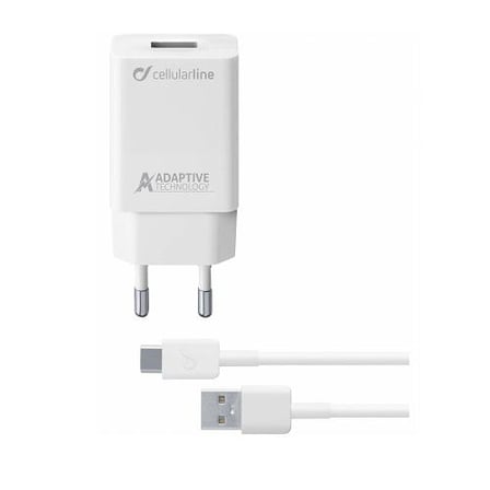 Cellularline Type-C Seyahat Şarjı 15W(Kablo+Adaptör)