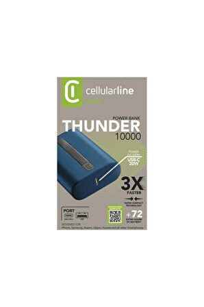 THUNDER 10.000 MAH PD USB-C 20W TAŞINABİLİR ŞARJ CİHAZI MAVİ