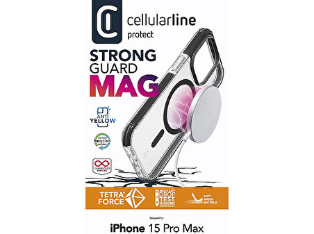 CELLULARLINE iPhone 15 Pro Max Tetra Force Ultra Koruma Magsafe Telefon Kılıfı Şeffaf