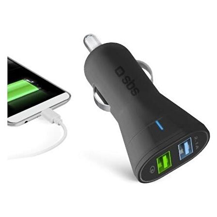 SBS 37331 TECR2USBQCH3 ARAÇ İÇİ 2.1 A 3.0 USB ÇIKIŞLI HIZLI ŞARJ ÖZELLİKLİ ARAÇ İÇİ ŞARJ CİHAZI