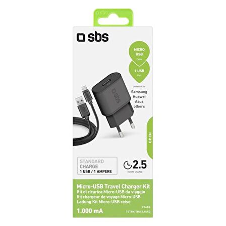 SBS 37485 TETRKITMIC1ASTD 2 USB ÇIKIŞLI 1000 MAH HIZLI ŞARJ ÖZELLİKLİ SİYAH ŞARJ ADAPTÖRÜ