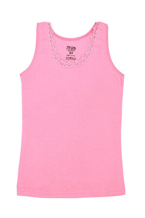 Öts Kız Çocuk Atlet Ribana Kalın Askılı Dantel Detaylı (%100 Pamuk)