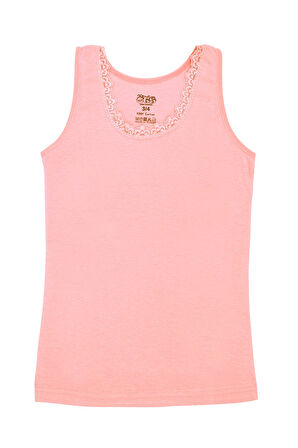 Öts Kız Çocuk Atlet Ribana Kalın Askılı Dantel Detaylı (%100 Pamuk)