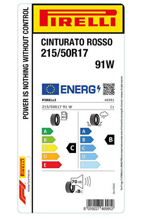 Pirelli 215/50R17 91W Cinturato Rosso Oto Yaz Lastiği (Üretim: 2025)