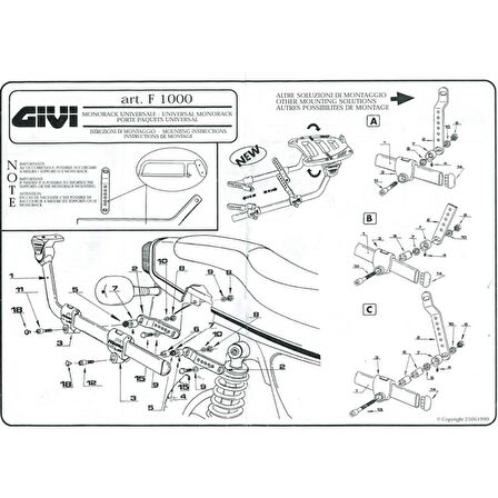 Givi 1000F Univeral Monorack Arka Çanta Tasiyici