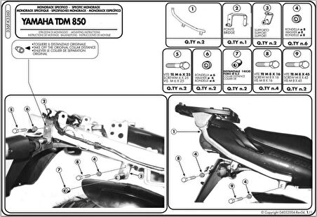 Givi 336F YAMAHA TDM 850 (96-01) Arka Çanta Tasiyici