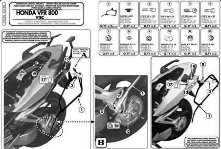 Givi PL166 HONDA VFR 800 VTEC (02-11) Yan Çanta Tasiyici