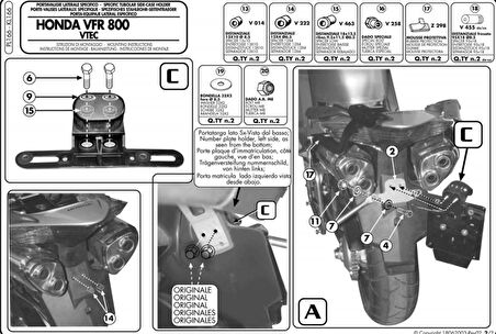 Givi PL166 HONDA VFR 800 VTEC (02-11) Yan Çanta Tasiyici