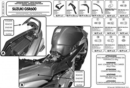 Givi SR116 SUZUKI GSR 600 (06-11) Arka Çanta Tasiyici