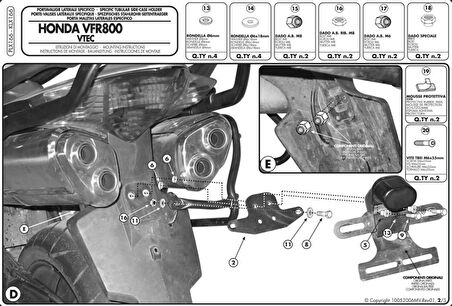 Givi PLX166 HONDA VFR 800 VTEC (02-11) Yan Çanta Tasiyici