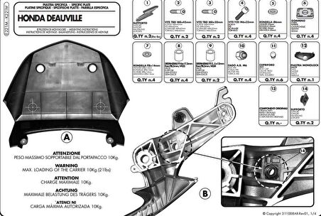 Givi E221M HONDA NT 700 DEAUVILLE (06-12) Arka Çanta Tasiyici