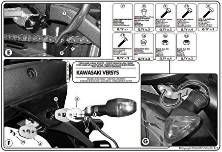 Givi PL447 KAWASAKI VERSYS 650 (06-09) Yan Çanta Tasiyici