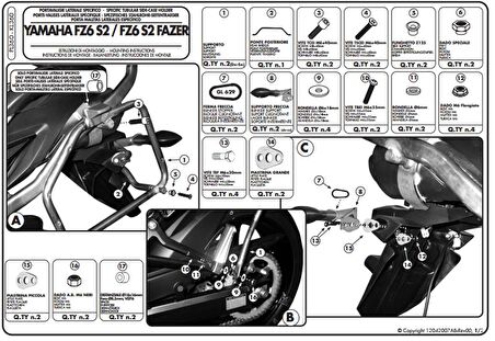 Givi PL360 YAMAHA FZ6 S2 - FZ6 600 FAZER S2 (07-11) Yan Çanta Tasiyici
