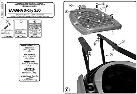 Givi SR361 YAMAHA X-CITY 125-250 (07-16) Arka Çanta Tasiyici