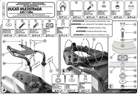 Givi SR311 DUCATI MULTISTRADA 620-1100 (06-09) Arka Çanta Tasiyici