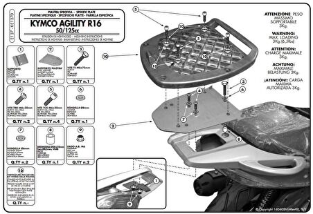 Givi E137 KYMCO AGILITY 50-125-150-200 (08-13) Arka Çanta Tasiyici