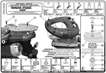 Givi E333M YAMAHA XT 660Z TENERE (08-16) Arka Çanta Tasiyici