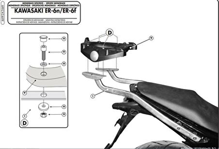 Givi 449FZ KAWASAKI ER-6N - ER-6F 650 (09-11) Arka Çanta Tasiyici